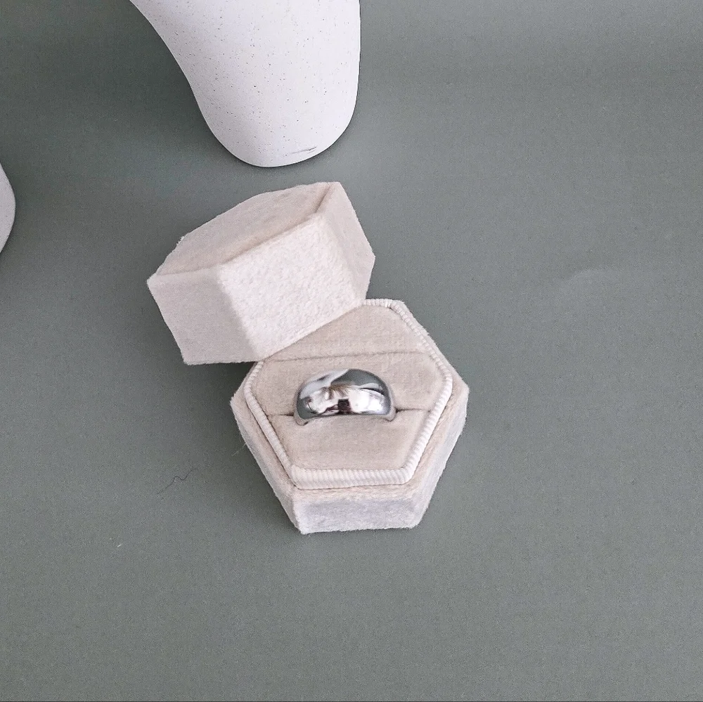 Stainless steel silver tone chunky ring new